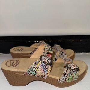 DANSKO Sophie Sandals Multicolor Mosaic Rainbow Women’s Size 37